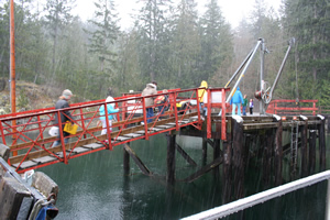 School children on a rainy day visit to the Coastal Messenger.