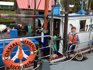 Tieing the Coastal Messenger alongside a troller.